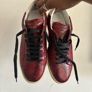 Yves Saint Laurent Red Snakeskin Sneakers